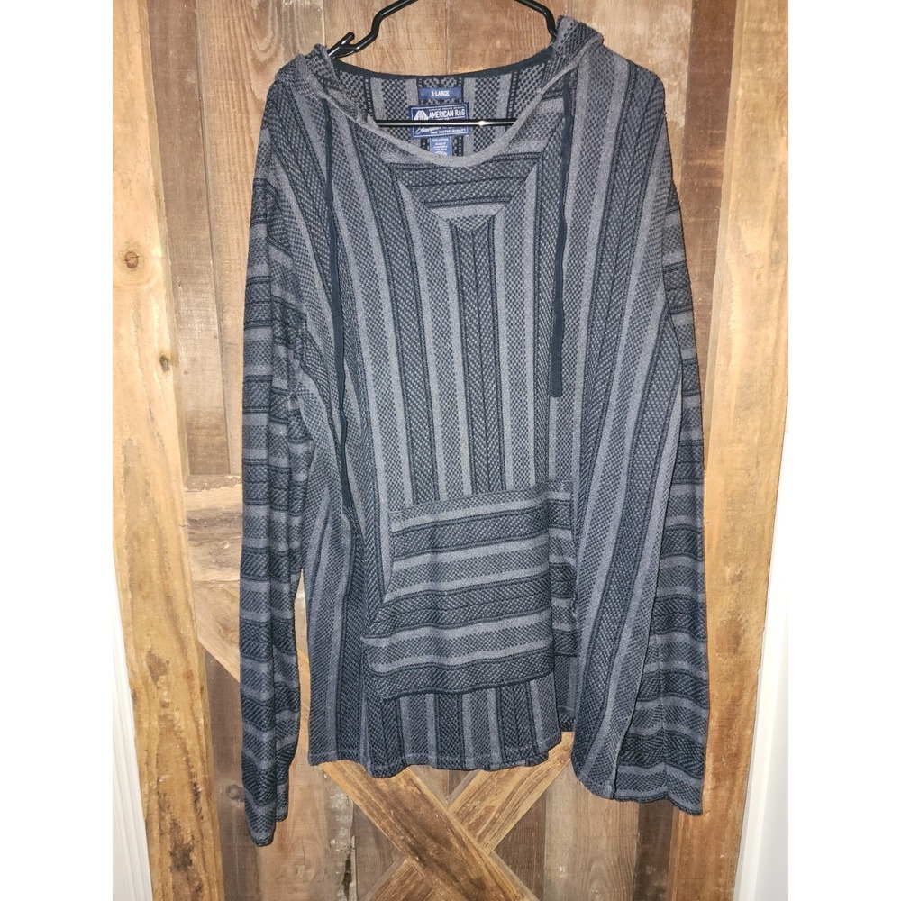 American Rag Striped Hoodie For Men's In Dark Gray And Blue Size XL Hippie